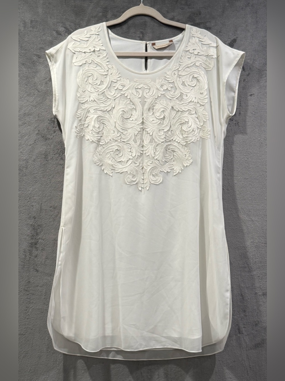 Soft Surroundings Kurti Womens Size M  White Ivory Sheer Split Seam Taj Tunic